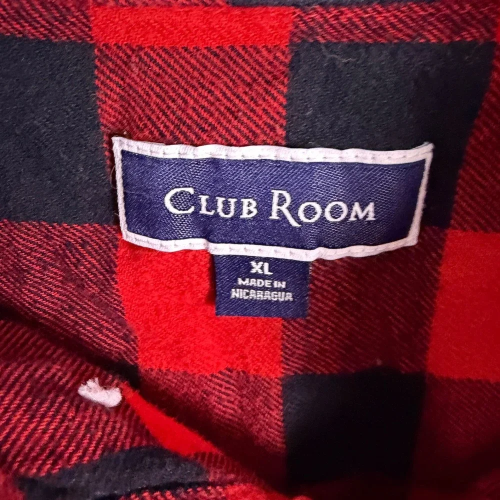 CLUB ROOM Lumberjack Flannel Shirt XL Men's Red‎ Long Sleeve Button Down Top